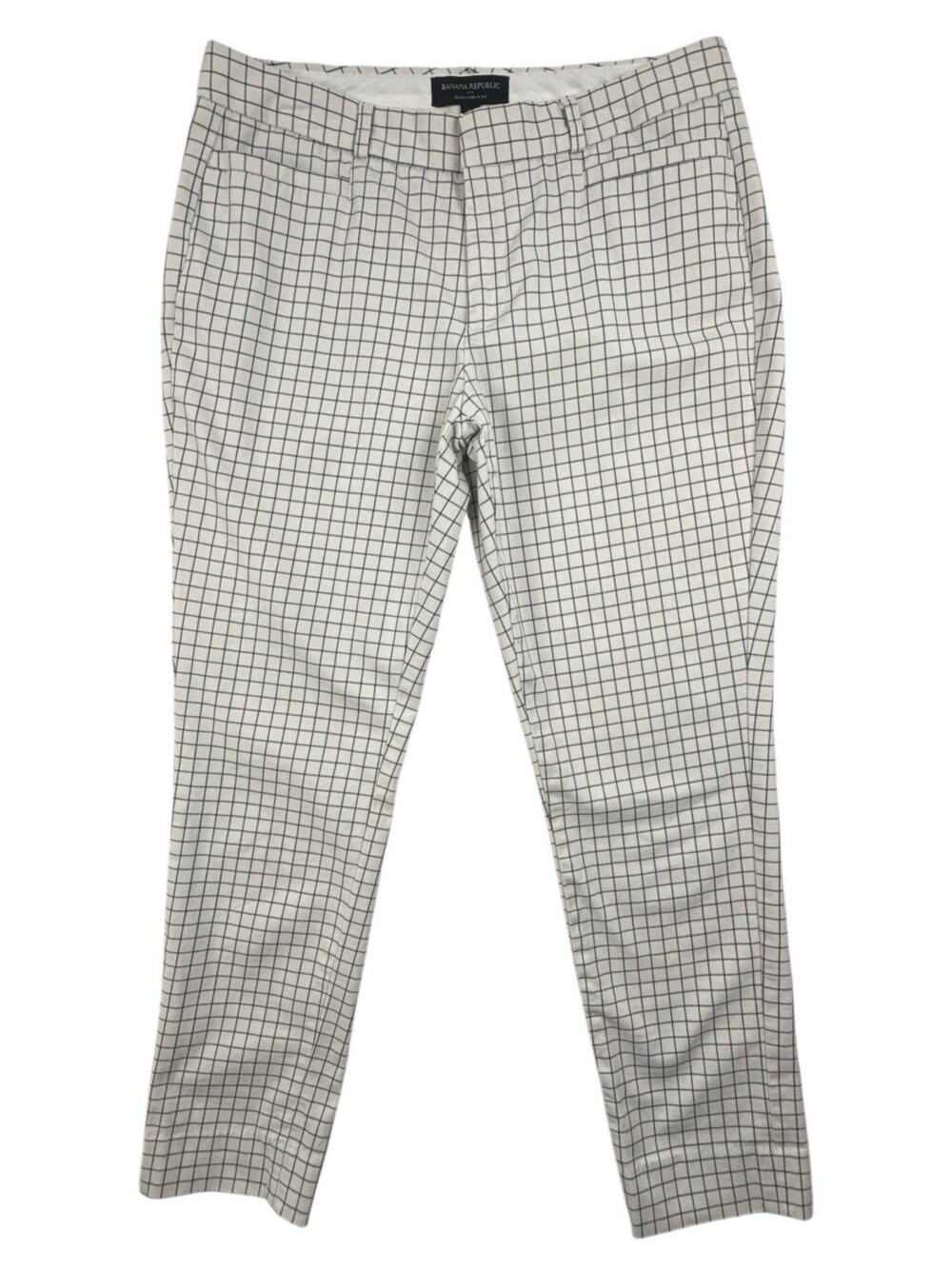 Banana Republic Sloan Pants White & Black Windowpane Slim Fit Ankle Womens 6